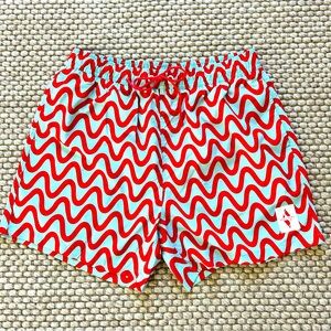 NWT Skechers Men Swim Shorts Size L, Blue and Red